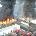 Galerie - 2019 r. - Pożar na terenie zakładu przetwórstwa odpadów przemysłowych w Myszkowie